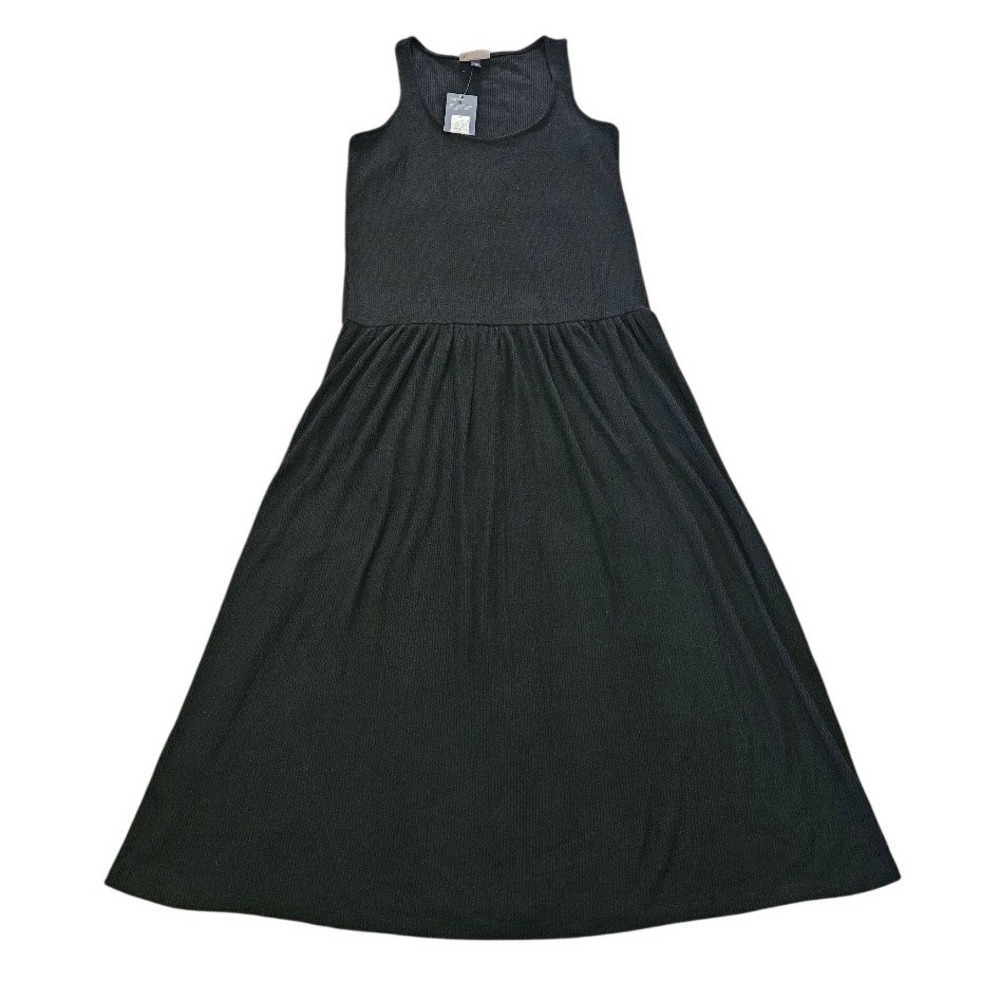 Universal Thread Ribbed Sleeveless Maxi Dress Women Medium Black New Comfortable